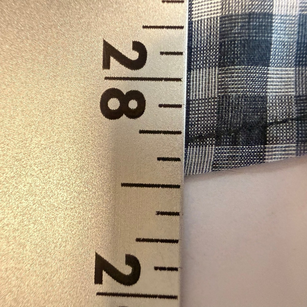 Theory Benner Trimont Men's XL Gingham Button Down Shirt Blue Grey Cotton Plaid - Picture 15 of 16